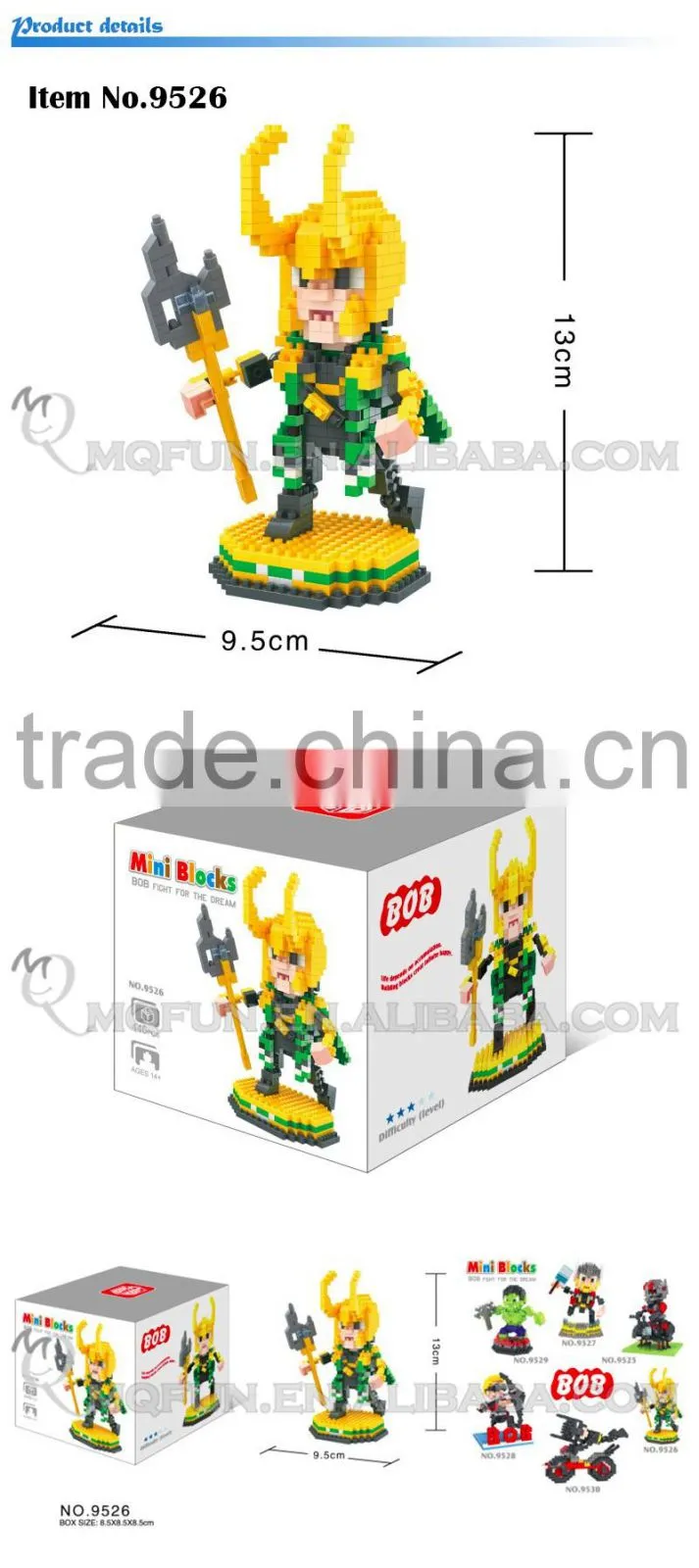Mini Qute BOB 10 styles kawaii 3D avenger super hero plastic kids figures diamond building blocks brick model educational toy