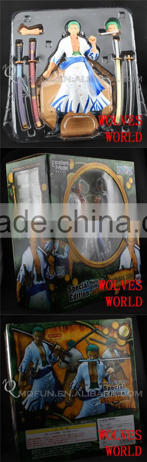 MINI QUTE 23 cm japanese anime Pirates one piece action figure zoro Solon in white clothes brinquedos boys in box NO.MQ 070