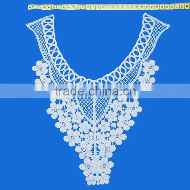 Hot sell custom shape fashion cotton crochet embroidery pattern lace collar neckline for women