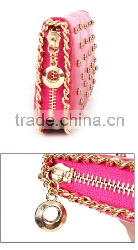 Zipper women purse with rivet