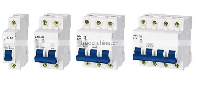 Circuit Breaker for DIN Rails,DZ47-63 MCB Mini Circuit Breaker