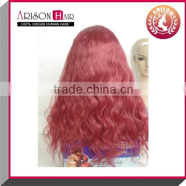 popular color hair wig red human hair lace front wig