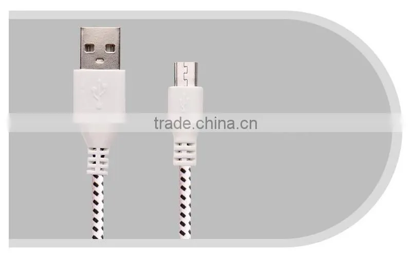 HOT 1M/2M/3M Nylon Fabric Braided Micro Data Sync USB Cable