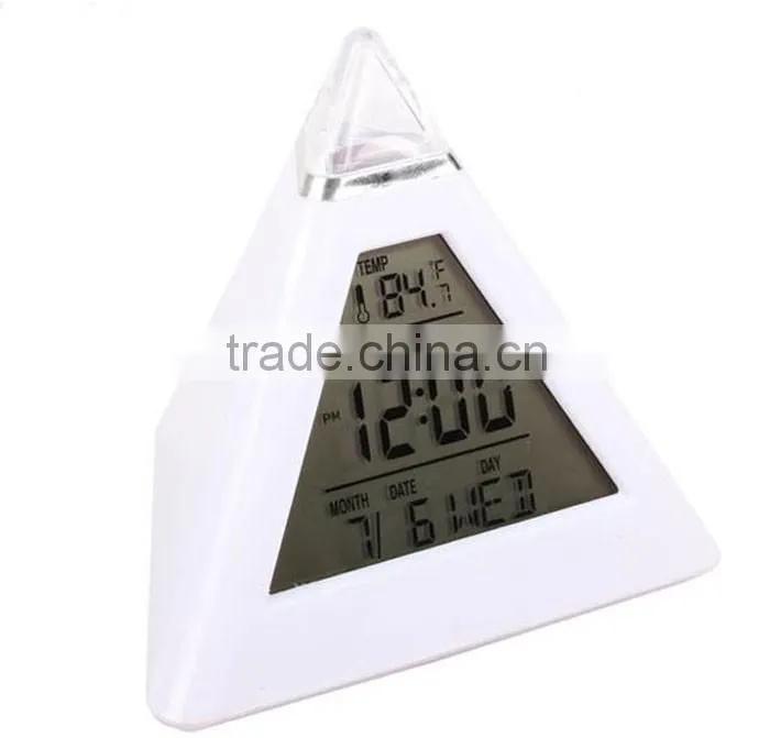 2016 Electronic Pyramid Thermometer Date Display LCD Alarm Clock