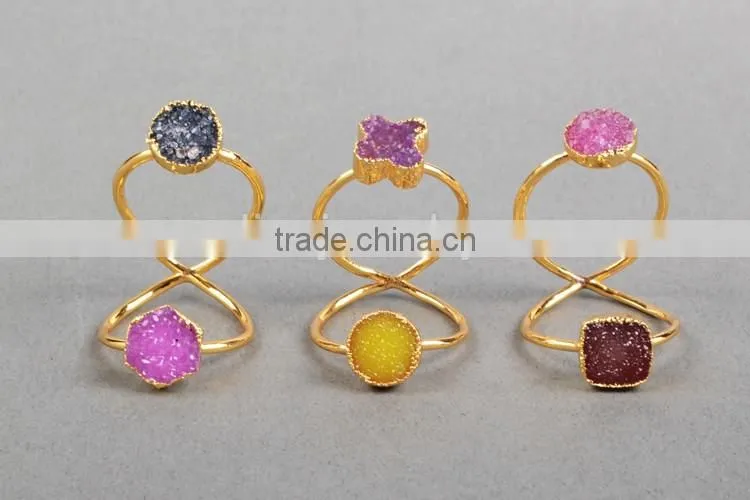 Full finger authentic druzy ring