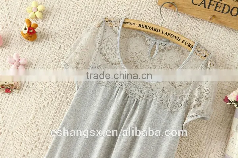 Ladies bowknot short sleeve lace dress