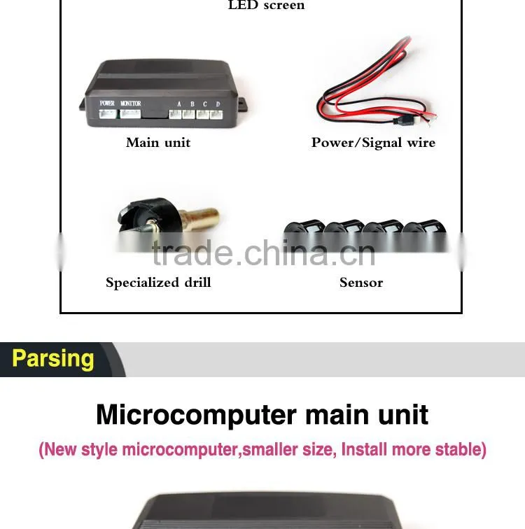 Digital LED display electromagnetic parking sensor with 5 different distance showing and sound alert