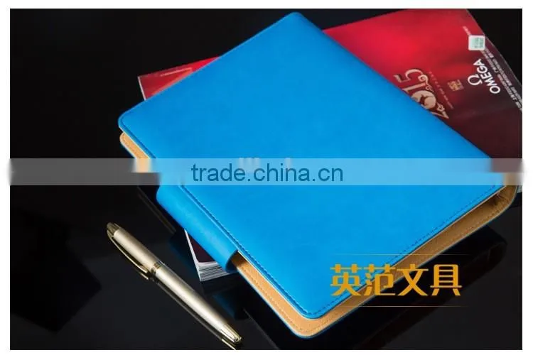 Navy blue high quality pu leather loose leaf a5 ring binder notebook