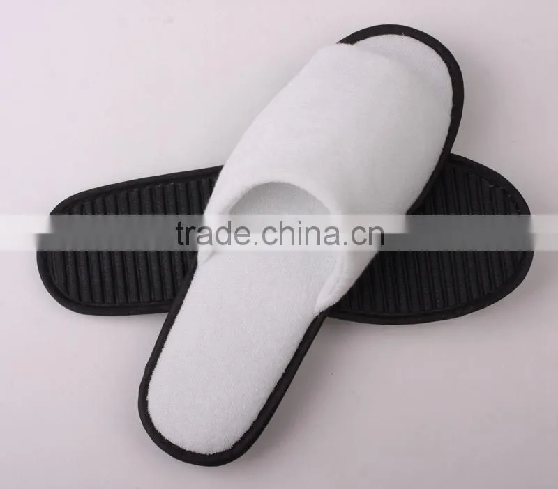 2015 Durable white open velvet Indoor disposable hotel slippers