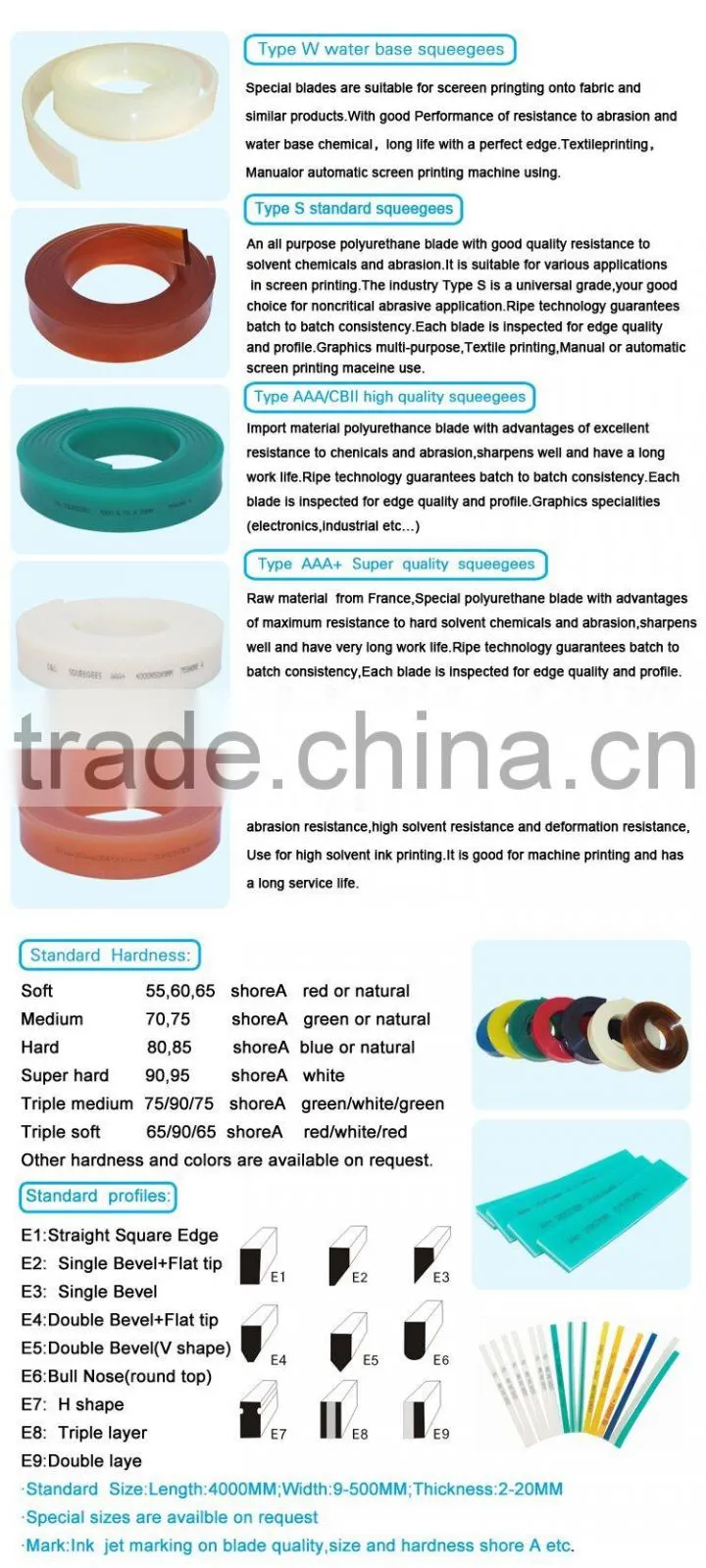 high quality screen squeegees rubber