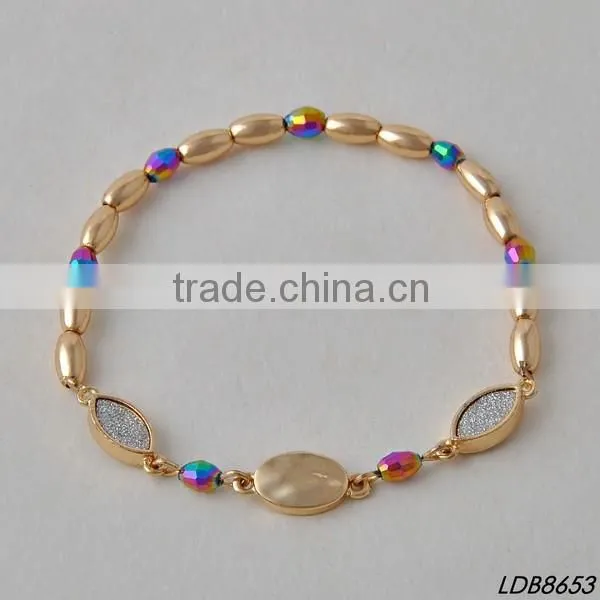 2016 new designs simple alone large faceted glass women bracelet