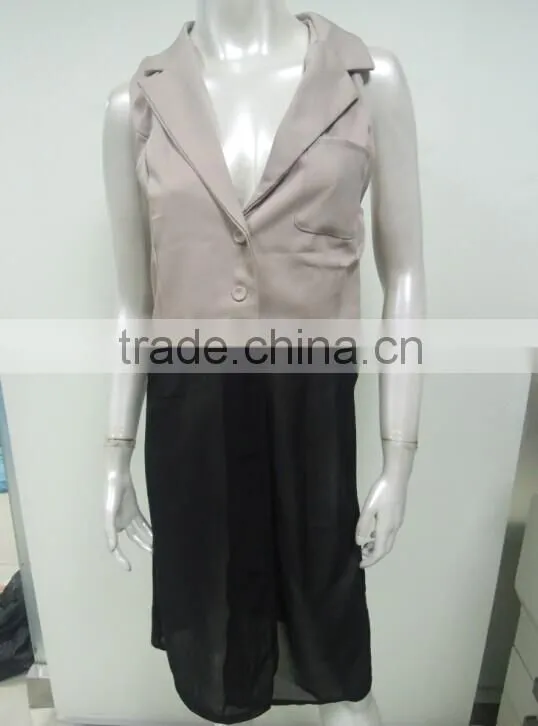 New arrival fashion sleeveless chiffon ladies waterproof women jumpsuit 2016