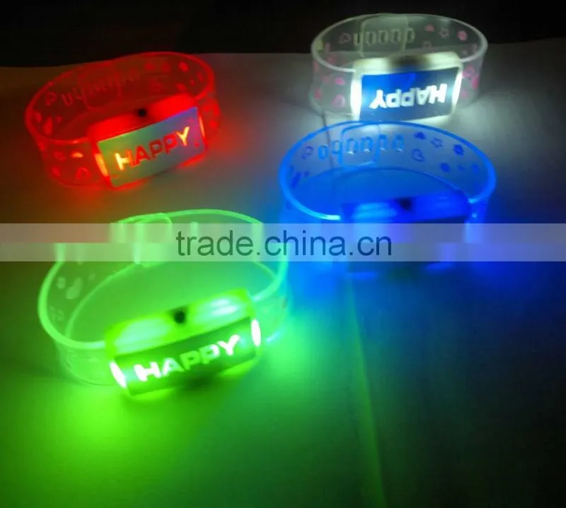 Various Color Custom Logo Flashing Led Silicone Wristband