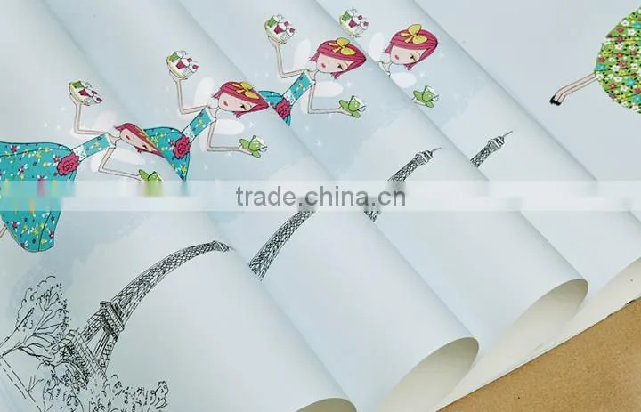 colorful decorative cartoon design kids wallpaper for girls