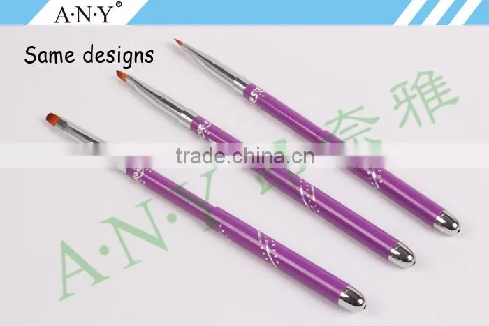 ANY 2016 Hot sale Mental Handle Import High Quality Angled Hair Nail Art Brush Gel Pure Color