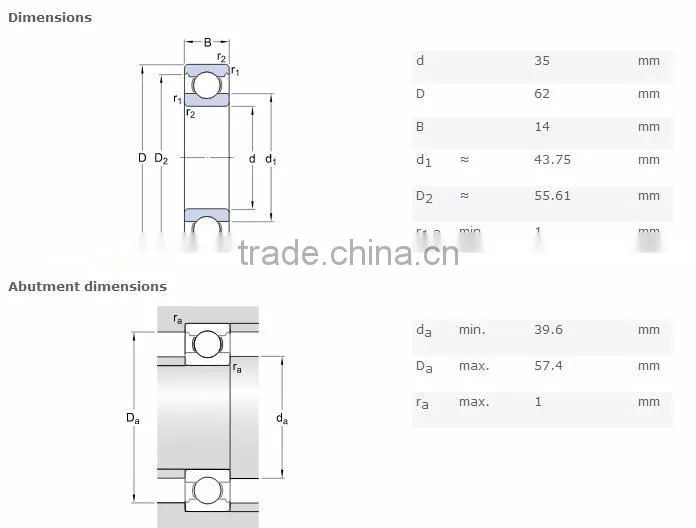 Japan NSK deep groove ball bearing 6007 6007rs 6007-2rs with factory price