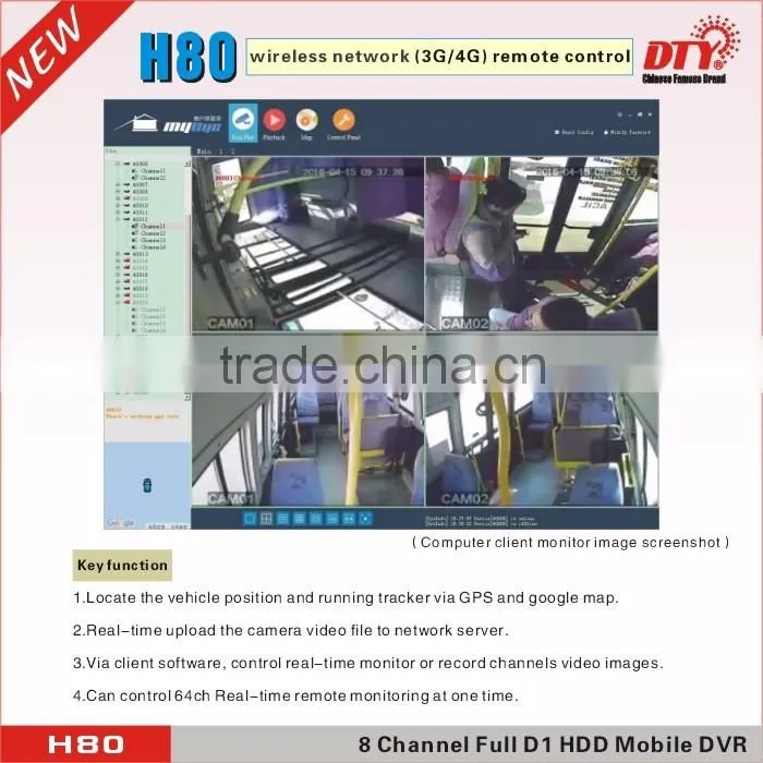 8CH H.264 HDD & SD Card Full D1 MDVR Mobile Video Surveillance Recorder System: H80