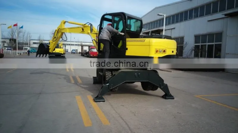 8T ZE908W mini wheel excavator with Chinese engine for sale