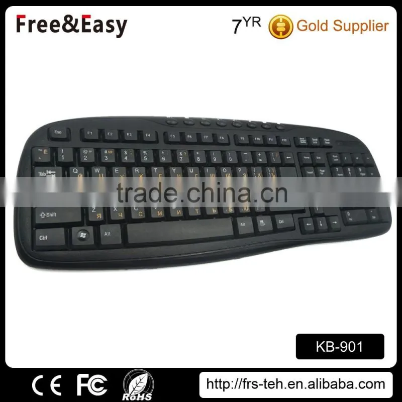 Ergonomic design 114 keys 2.4ghz wireless multimedia keyboard for laptop