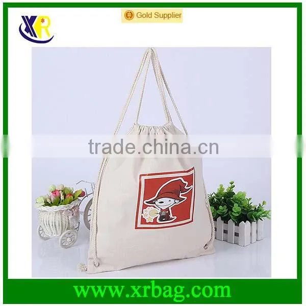 Custom cotton fabric drawstring sling backpack bags