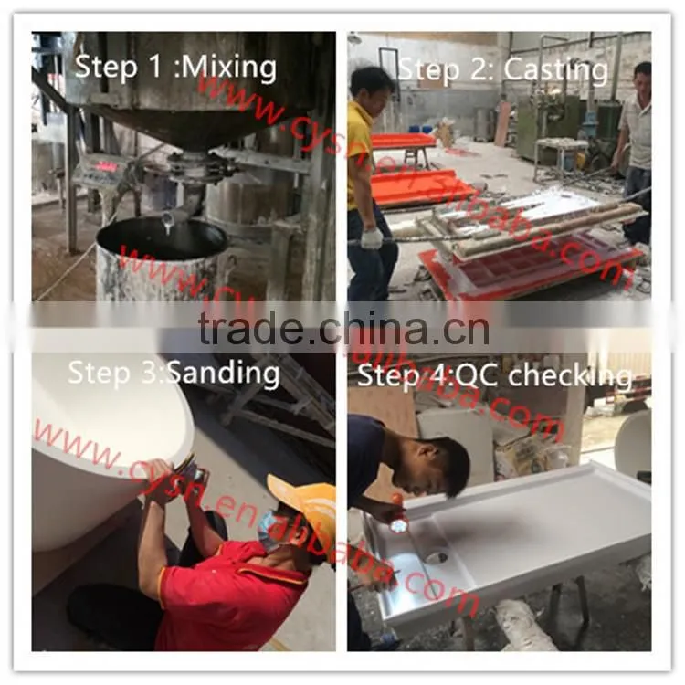 Exporting to spain flat style black artificial stone resin shower tray factory in foshan