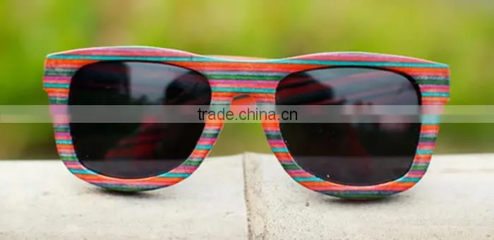 womens 2016 fashion vogue UV400 mirror lens custom design bamboo wooden polarized sunglasses with CE standard