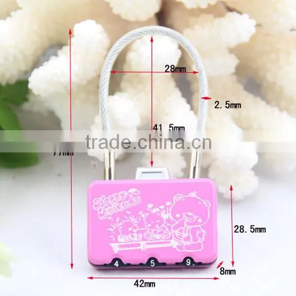 2015 New Design Hot Sale Cute Lock Zinc Alloy Combination Cable Lock