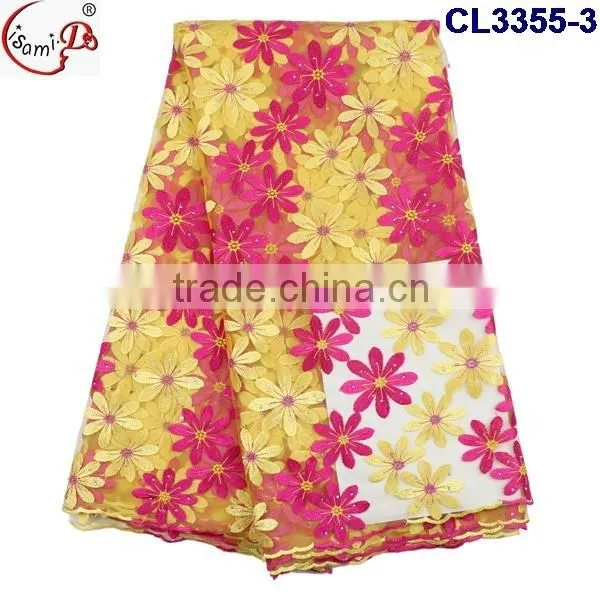 Nice lace CL3355 lovely color fancy french lace tulle lace with beads African french lace for wholesale price for women dress
