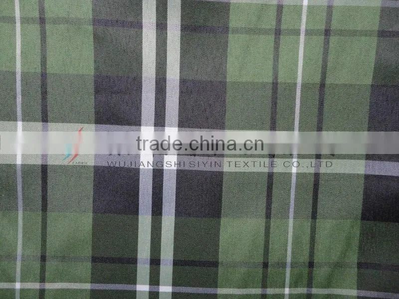 100%polyester plaid yarn dyed green fabric for shirt