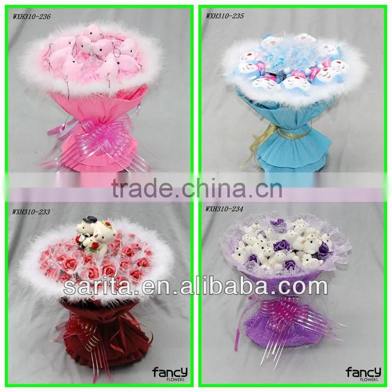 sweet love doll bouquet 9 pcs Ali 11 pcs blue rose artificial flowers creative gifts Valentines Present