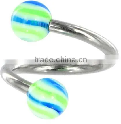 BANGING BLUE Stripe Spiral Twister Belly Ring&body jewelry navel ring&SBR rings