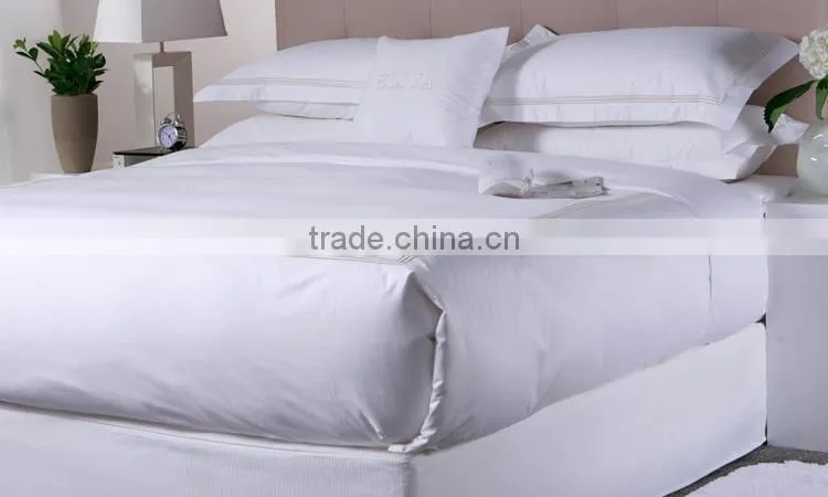 Linen Pro Full Size Plain Embroider Pure Cotton Hotel Linen Bedding Set