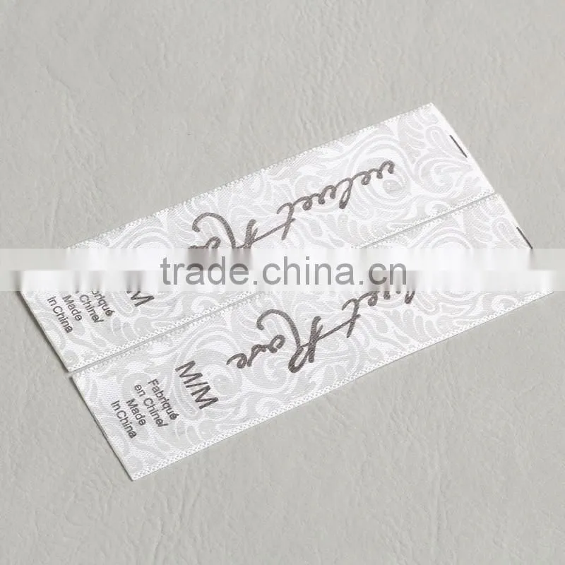 Woven satin ribbon double printed swimwear clothing care label