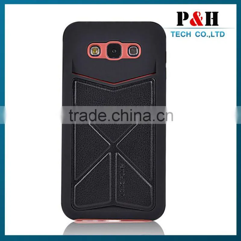 Luxury PU Leather Card Stand Case For Samsung Galaxy E7