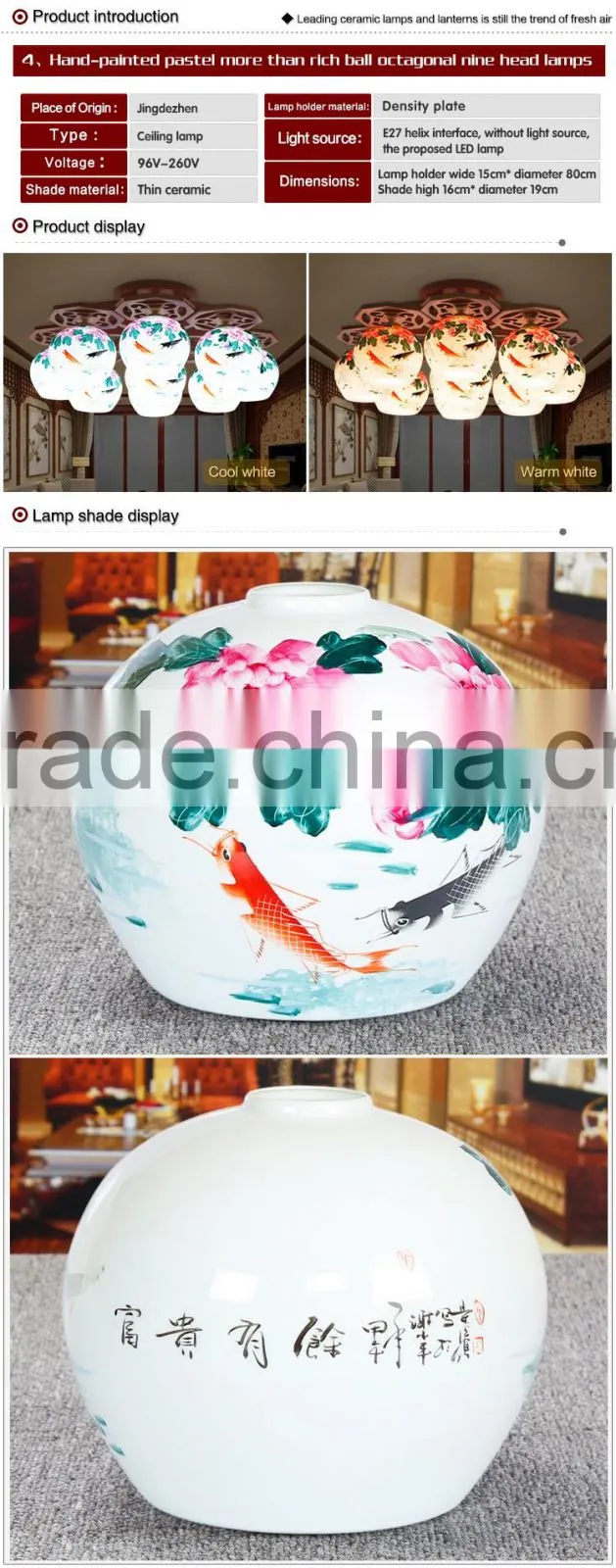LED Morden Ceiling Light Beautiful Chandelier Jingdezhen Porcelain Light 9Head for Dining Bedroom Hotel Ceramic Lamp
