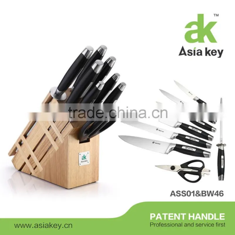 Sharp blade knife set for kitchen wooden handle acrylic block