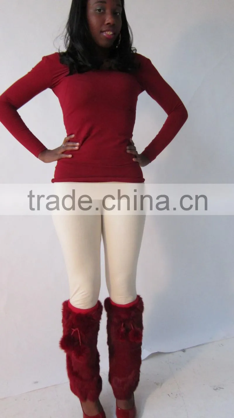 long style wholesale fashion women rabbit fur leg warmers girls