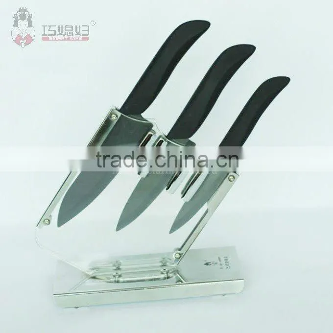 Hardest blade black TPE soft touch handle ceramic knife sets