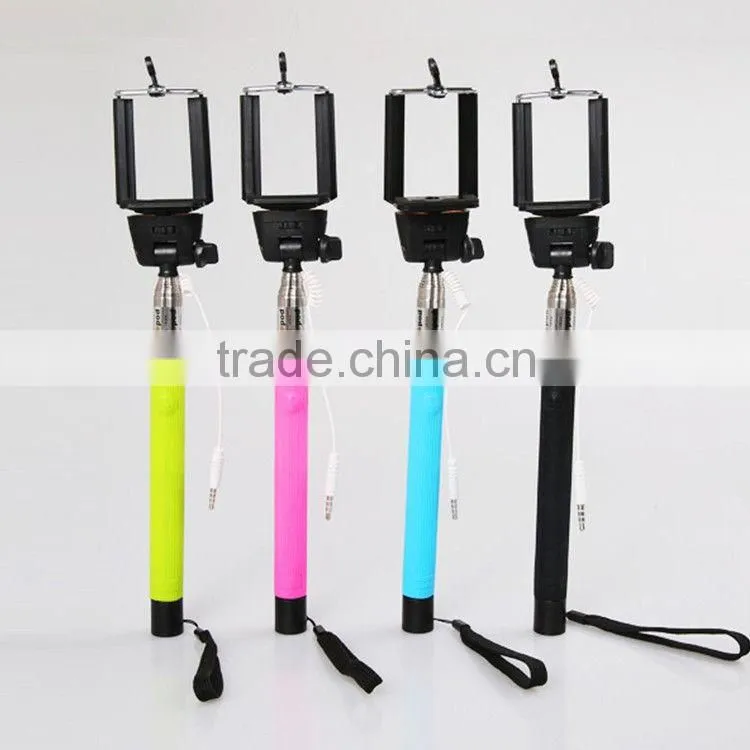 Rose Red Portable Handheld Monopod Extendible Self-portrait Selfie Cell Phone Holder