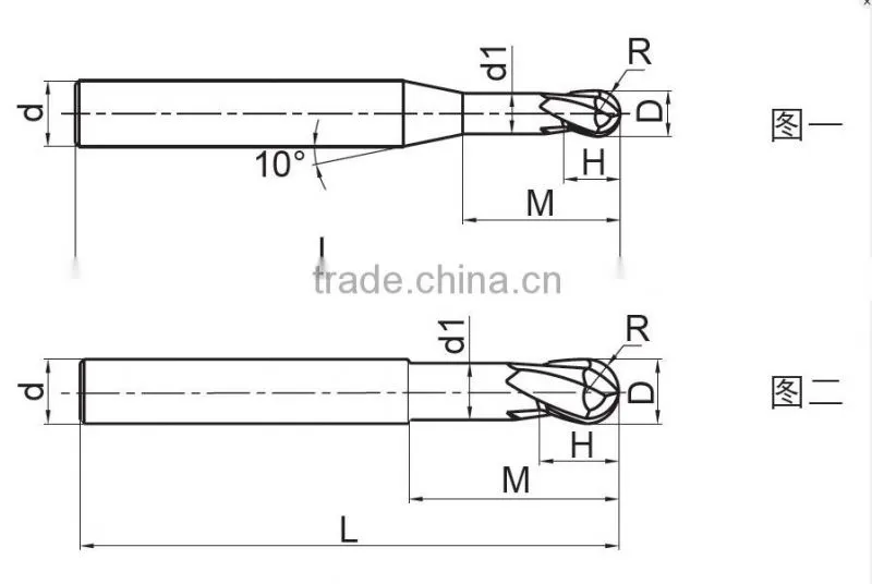Tungsten Carbide Ballnose End Mill Graphite Cutting Tools