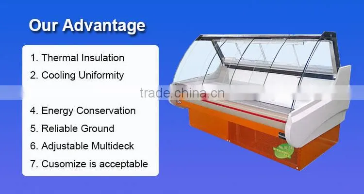 curved glass supermarket display keep fresh cabinet