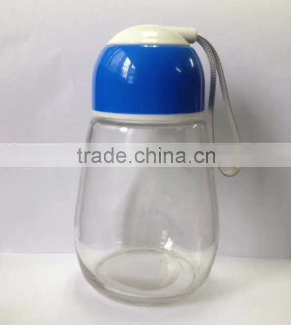 450ml creative portable glass water bottle/sports cup with pp cap