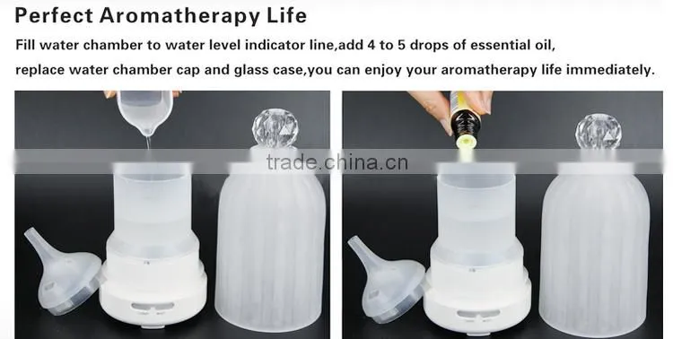 colorful LED light aromatherapy glass diffuser /essential oil portable air humidifier
