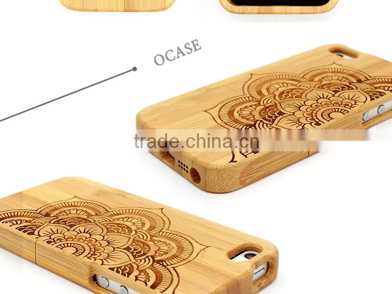 New Hot Sale! Buy Wood PC Mobile Case for iphone 5 Wood Case with Laser Engraving Mandala Pattern