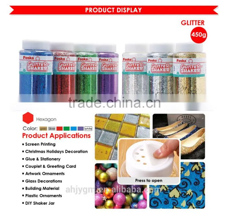 Bottle packing Hexagonal Shape Coloful Decoration Glitter Powder