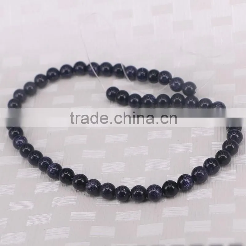 8mm Blue Sand Stone Round Beads 15.5" --5 Strands