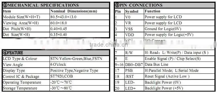 12832 st7920 3.3V LCD module 60.5 x 18.0 mm
