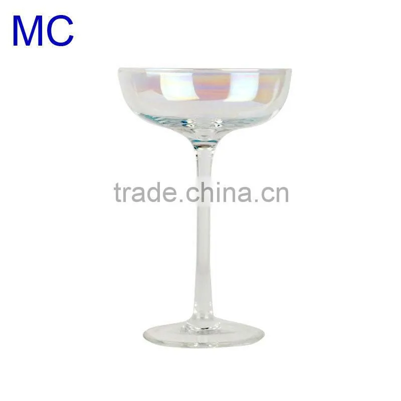 Handmade rainbow colored champagne saucer
