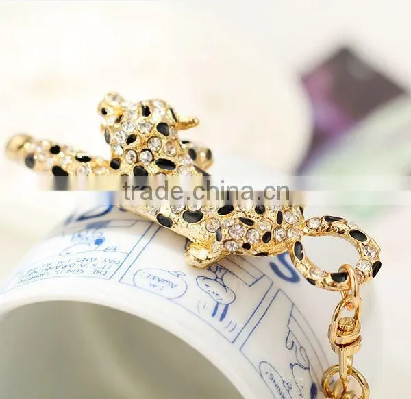 2014 Fashion Alloy leopard Head Key Chain, Gift Bag Pendant ZTKC-152