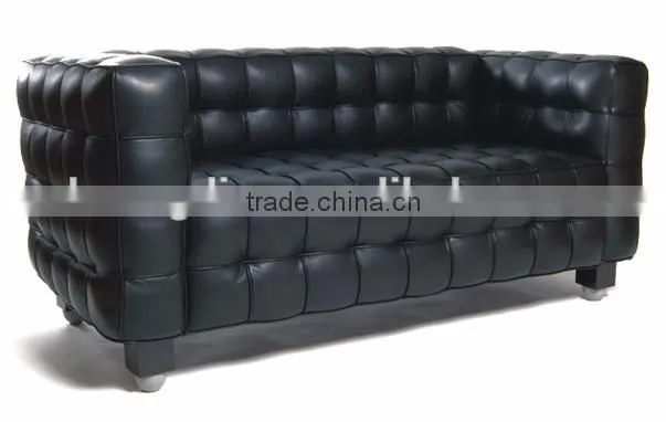 American style black leather sofa 3 seater modern lobby sofa design